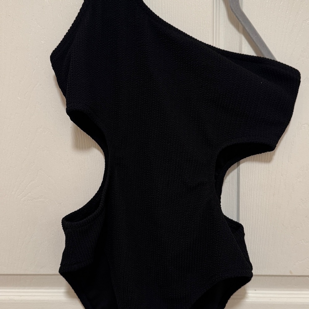 PINK Victoria's Secret Black One Shoulder Bodysuit